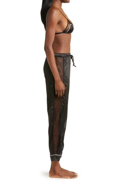 Seven 'til Midnight Seven ‘til Midnight Lace Trim Satin Bralette & Pants In Black