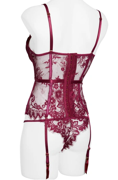 Shop Seven 'til Midnight Seven ‘til Midnight Lace Underwire Bustier & Tanga Set In Wine
