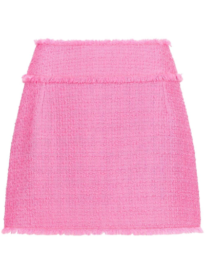 Shop Dolce & Gabbana Wool Blend Mini Skirt In Pink & Purple