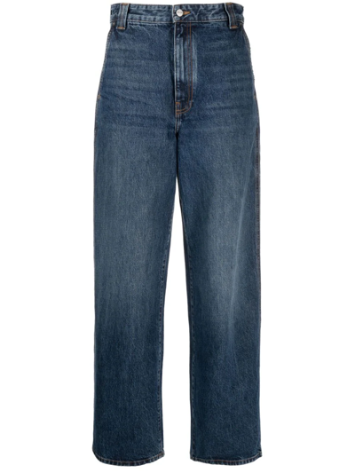 Shop Khaite The Bacall Low-waisted Jeans In Blue