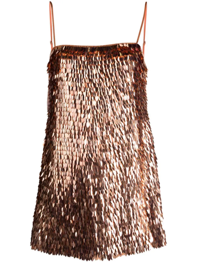 Shop Retroféte Nara Short Dress With Sequins In Metallic