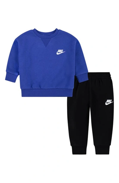 Shop Nike Snow Day Fleece Crewneck Sweatshirt & Joggers Set In Black
