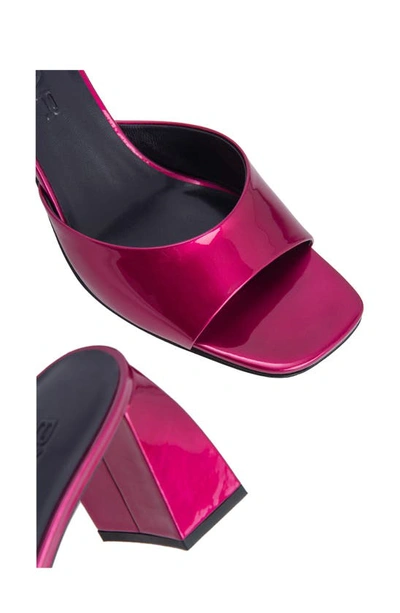 Shop By Far Romy Metallic Patent Slide Sandal In Fuchsia