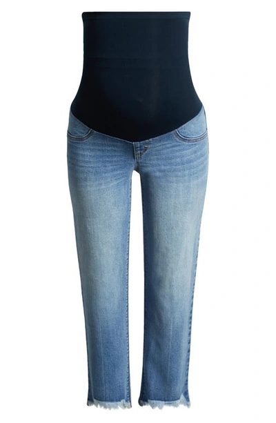 Shop 1822 Denim Over The Bump Frayed Ankle Straight Leg Maternity Jeans In Xylo