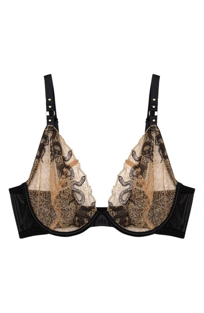 Shop Playful Promises Amal Embroidered Mesh Underwire Bra In Gold