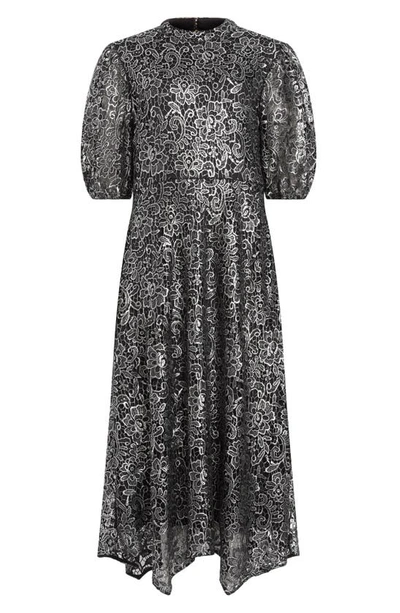 Shop Allsaints Camila Broderie Lace Midi Dress In Gunmetal Grey