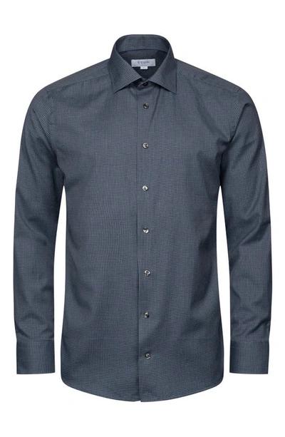 Shop Eton Contemporary Fit Check Flannel Dress Shirt In Medium Blue