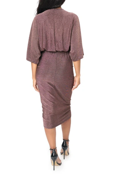 Gibsonlook Glamour Metallic Ruched Minidress In Bronze