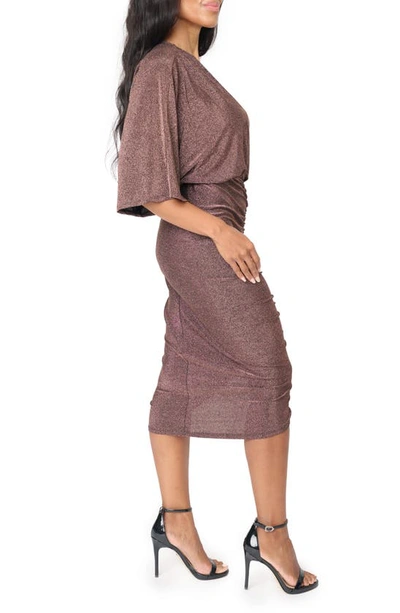 Gibsonlook Glamour Metallic Ruched Minidress In Bronze