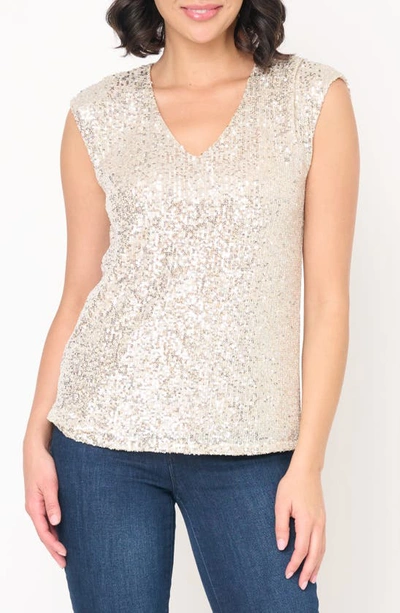 Shop Gibsonlook Sparkle & Shine Sequin Top In Champagne
