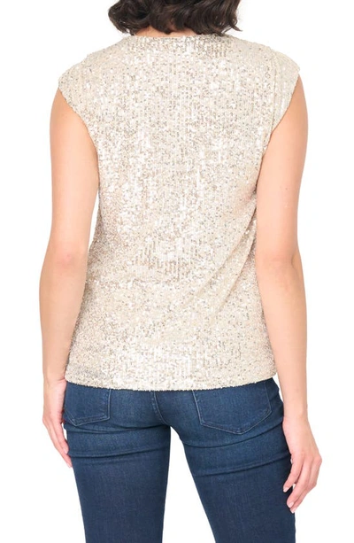 Shop Gibsonlook Sparkle & Shine Sequin Top In Champagne