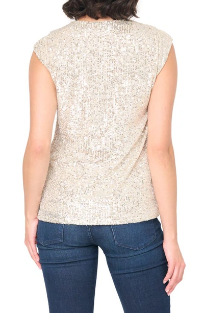 Gibsonlook Sparkle & Shine Sequin Top In Champagne
