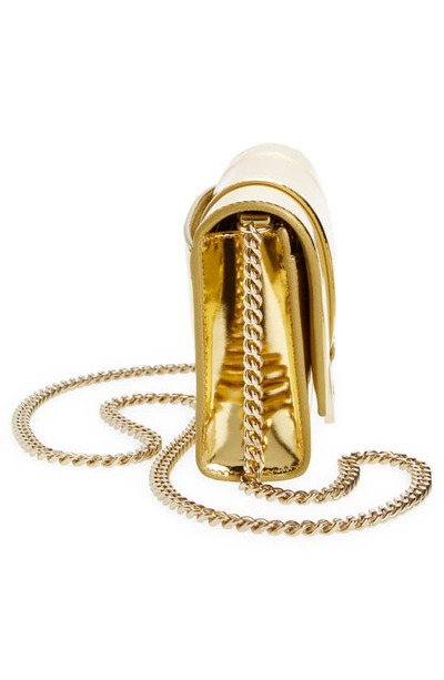Shop Balenciaga Hourglass Metallic Leather Wallet On A Chain In Gold