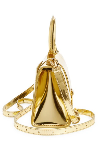 Shop Balenciaga Extra Small Hourglass Top Handle Metallic Leather Bag In Gold