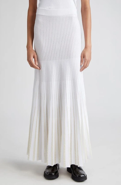 Shop Partow Monique Sheer Stripe Sweater Skirt In White