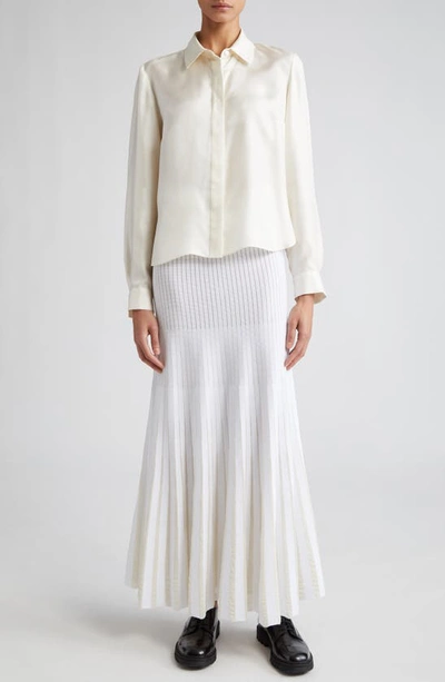 Shop Partow Monique Sheer Stripe Sweater Skirt In White