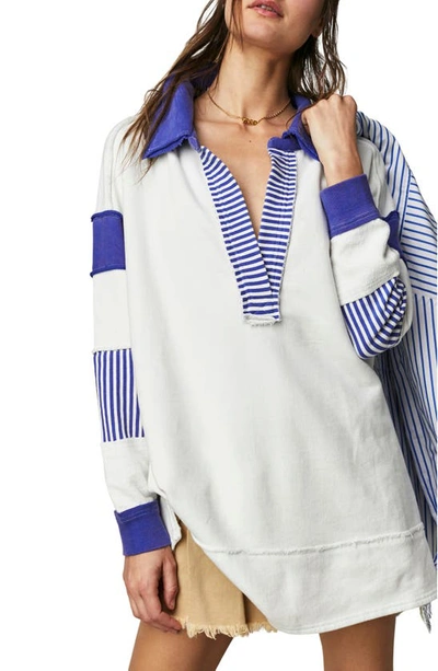 Shop Free People Prep Oversized Polo In Ivory Combo