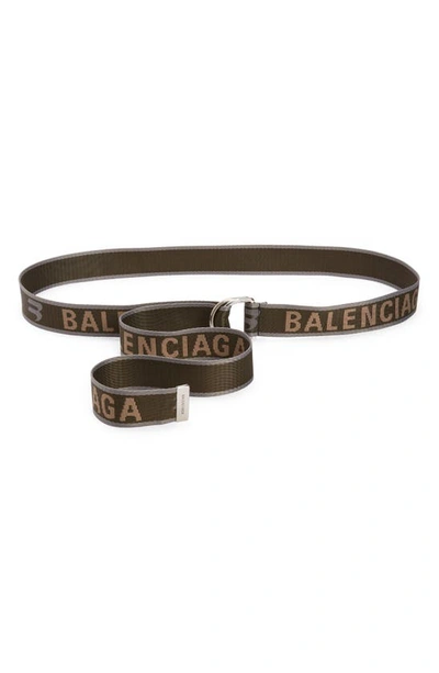 Shop Balenciaga Logo D-ring Belt In Khaki