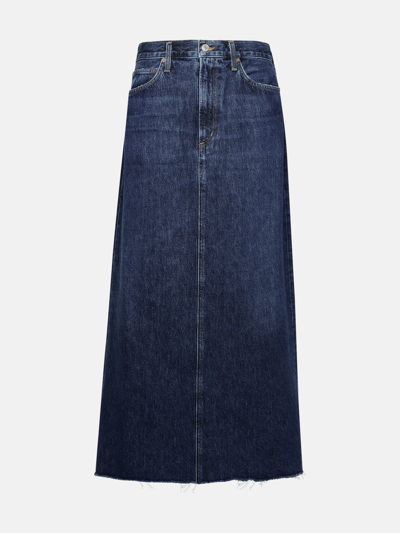 Shop Agolde 'hilla' Blue Organic Cotton Skirt