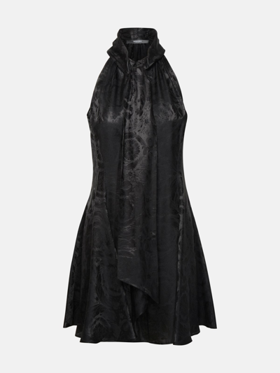 Shop Versace 'barocco' Dress In Black Silk Blend