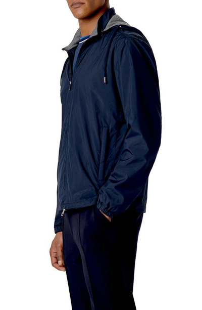 Shop Bugatchi Hooded Windbreaker Jacket In Navy