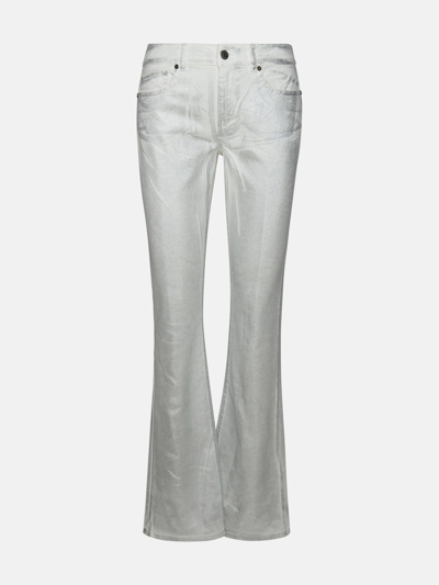 Shop P.a.r.o.s.h 'ciliegio' Silver Cotton Blend Jeans