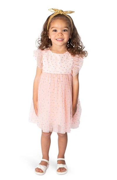 Shop Popatu Kids' Confetti Tulle Pinafore Dress In Peach