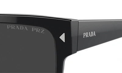 Shop Prada 59mm Polarized Rectangular Sunglasses In Black