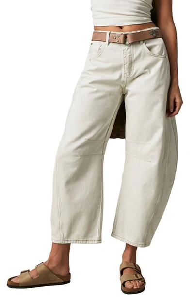 Free People Lucky You Mid Rise Barrel Jeans In Milk In Milk