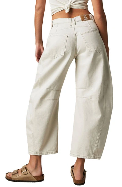 Free People Lucky You Mid Rise Barrel Jeans In Milk In Milk
