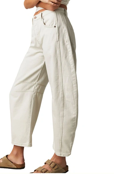 Free People Lucky You Mid Rise Barrel Jeans In Milk In Milk