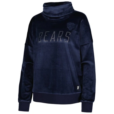 Shop Dkny Sport Navy Chicago Bears Deliliah Rhinestone Funnel Neck Pullover Sweatshirt