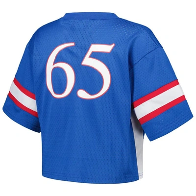 Shop Established & Co. #65 Royal Kansas Jayhawks Fashion Boxy Cropped Football Jersey