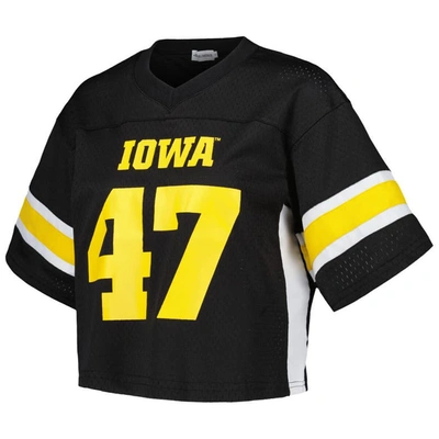 Shop Established & Co. #47 Black Iowa Hawkeyes Fashion Boxy Cropped Football Jersey