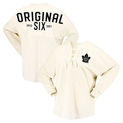 Fanatics Branded  Cream Toronto Maple Leafs Original Six Lace-up Spirit Jersey Long Sleeve T-shirt In Cream