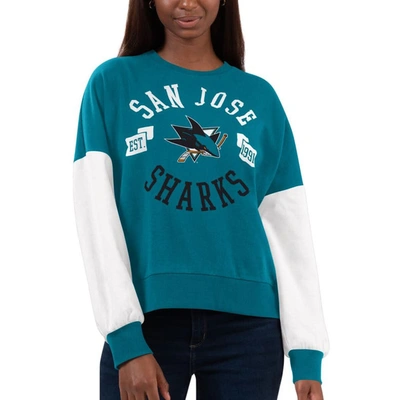 Shop G-iii 4her By Carl Banks Teal San Jose Sharks Team Pride Pullover Sweatshirt