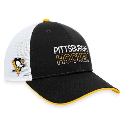 Shop Fanatics Branded  Black Pittsburgh Penguins Authentic Pro Rink Trucker Adjustable Hat