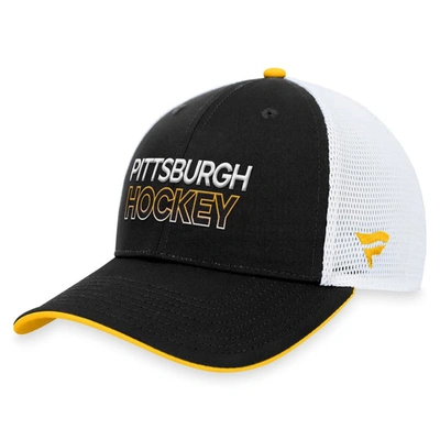 Shop Fanatics Branded  Black Pittsburgh Penguins Authentic Pro Rink Trucker Adjustable Hat