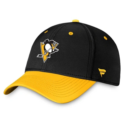 Shop Fanatics Branded  Black/gold Pittsburgh Penguins Authentic Pro Rink Two-tone Flex Hat