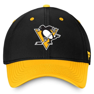 Shop Fanatics Branded  Black/gold Pittsburgh Penguins Authentic Pro Rink Two-tone Flex Hat