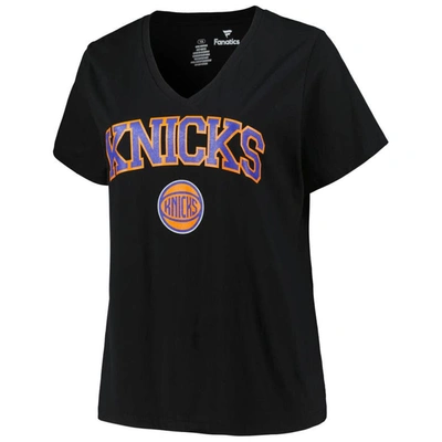 Shop Profile Black New York Knicks Plus Size Arch Over Logo V-neck T-shirt
