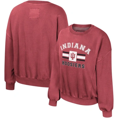 Shop Colosseum Crimson Indiana Hoosiers Audrey Washed Pullover Sweatshirt
