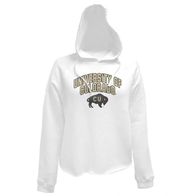Shop Retro Brand Original  White Colorado Buffaloes University Of Colorado Raglan Cropped Pullover Hoodie