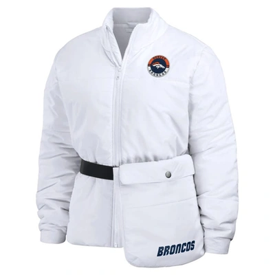 Shop Wear By Erin Andrews White Denver Broncos Packaway Full-zip Puffer Jacket