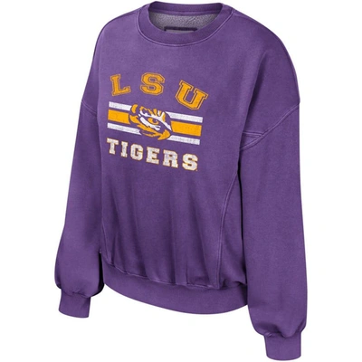 Shop Colosseum Purple Lsu Tigers Audrey Washed Pullover Sweatshirt
