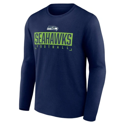 Shop Fanatics Branded College Navy Seattle Seahawks Stack The Box Long Sleeve T-shirt