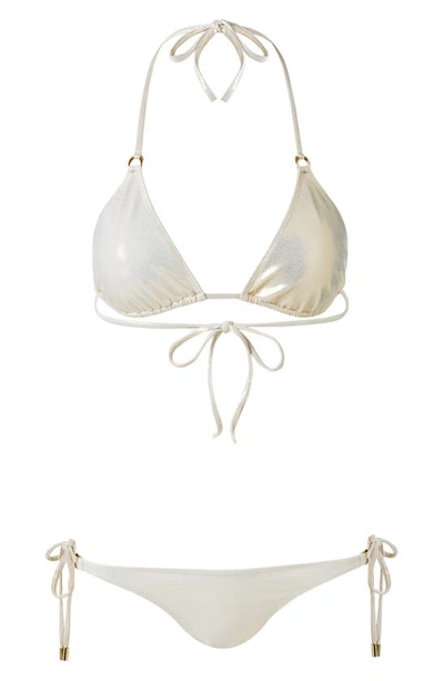 Shop Melissa Odabash Key West Triangle Bikini Top In Gold