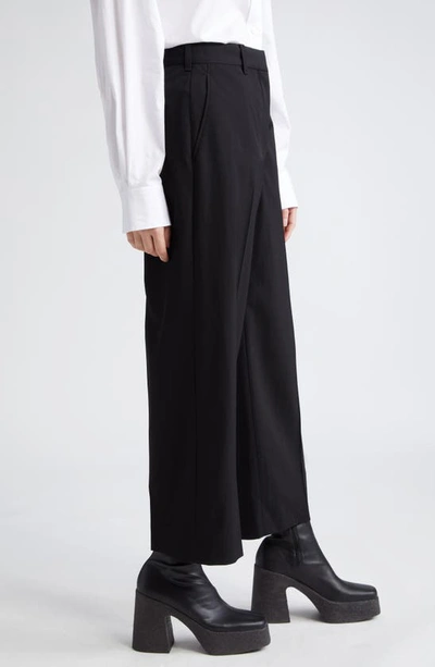 Shop Stella Mccartney Crop Straight Leg Wool Trousers In 1000 - Black