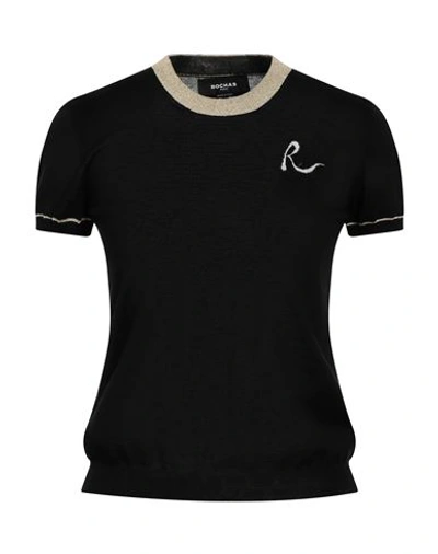 Shop Rochas Woman Sweater Black Size Xl Cashmere, Polyester, Metallic Polyester