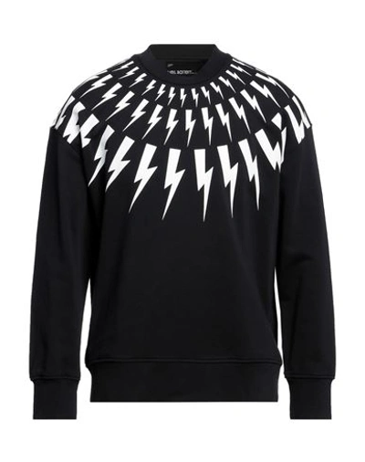 Shop Neil Barrett Man Sweatshirt Black Size Xl Cotton, Elastane